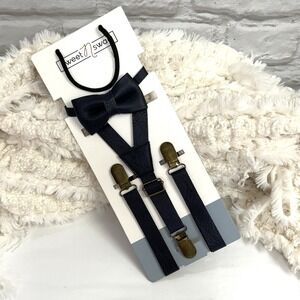 Sweet & Swag Boys & Toddlers Leather Sz 0-5 Suspender & Bow Tie Set Navy Blue
